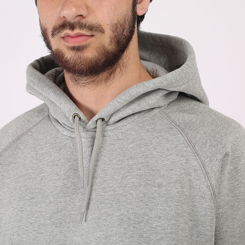 мужская серая толстовка Carhartt WIP Hooded Chase Sweat I026384-grey hth/gold - цена, описание, фото 2